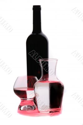 bottle of red wine  and glasses