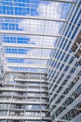 Glass building interior