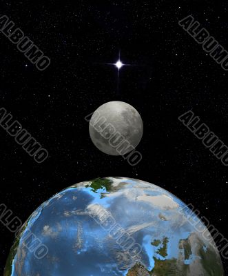 Moon rise in earth space