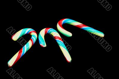 Three candy canes.