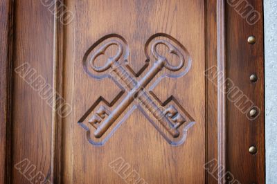 Close up detail on wooden door