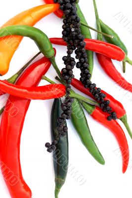 Red, green and orange.