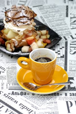 Coffe with cream puff.