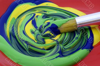 Poster paint, mixed colors. Poster paint, mixed colors.