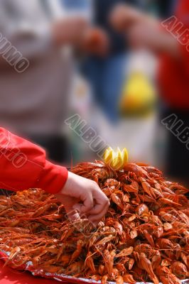Big tray of boiled crayfishes