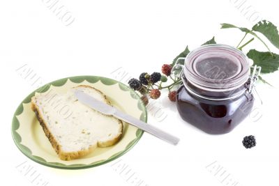 Bread with blackberry jam