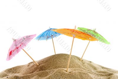 cheerful parasols on the beach