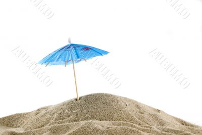 One blue parasol on the beach