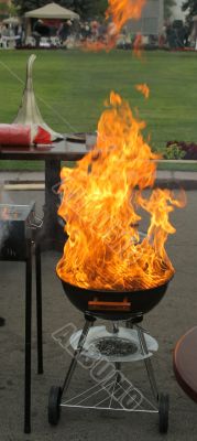 Grill and large flame