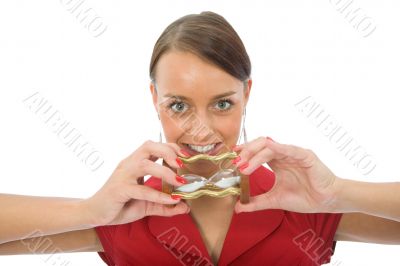 Woman and  hourglass