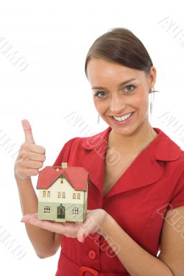 Business woman advertises real estate