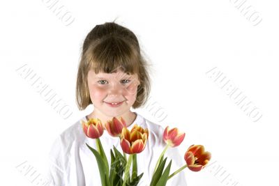 Girl with tulips