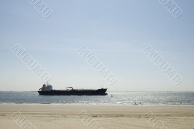 big cargo-boat near the coast