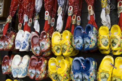 a wall wooden shoes