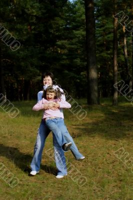 happy mother and daughter