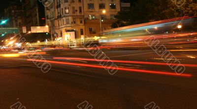 Passing traffic, blurred taillights,