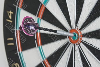 One dart in centre of the dartboard