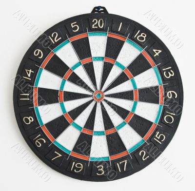The dartboard on the wall