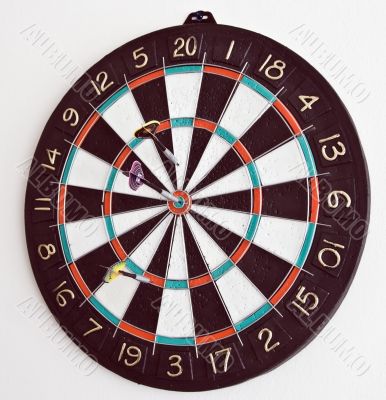 Three darts in the dartboard