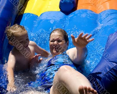 Laughing on Water Slide