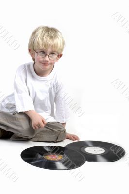 Toddler surprised by vinyl