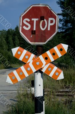 Railway warning stop sign