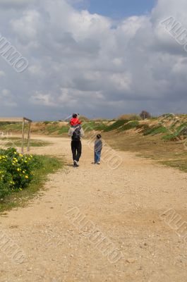 Family walk on a weekend