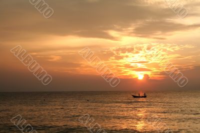 Sunrise fishing boat