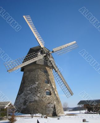 Wind mill in winter