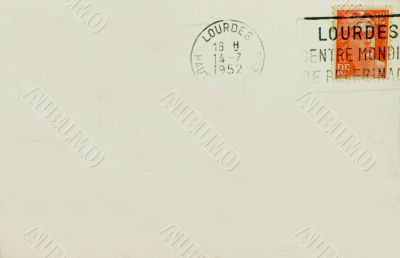Lourdes Souvenir Postcard Back With Postmark