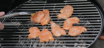 Chicken breasts on a grill