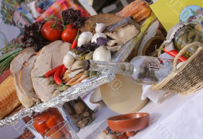 Some food on a table