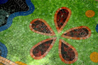 Whimsical and Colorful Tiled Mosaic Floor