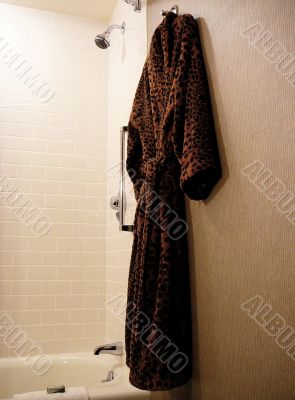 Leopard Print Terry Bathrobe in a Bathroom