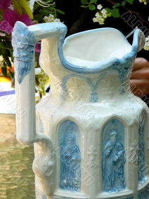 Elaborate ceramic water pitcher