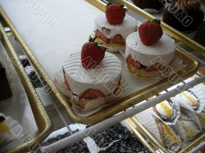 Strawberry Shortcake Cakes in Bakery