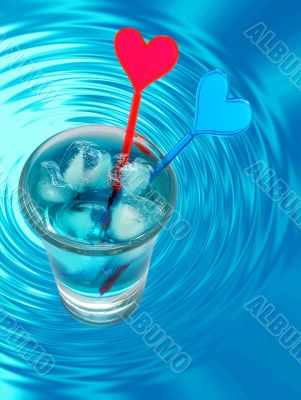 Blue Cocktail and water