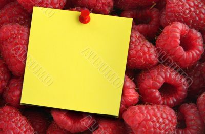 raspberries and yellow note