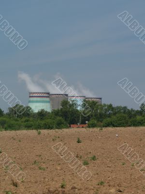 Pipes on a background of the ploughed field