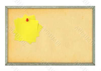 corkboard and adhesive notes