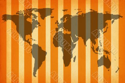 world map on striped paper