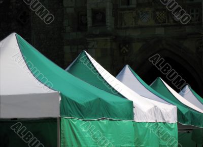 Tent tops in medieval setting