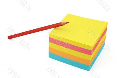 adhesive notes and crayon