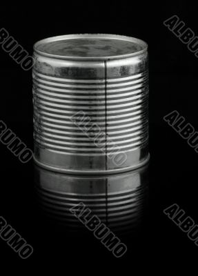 food tin can on black