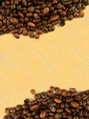 coffee frame against yellowed paper