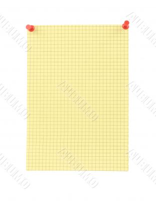 yellow blank thumbtacked squared paper page