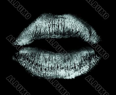 lipstick kiss isolated on black
