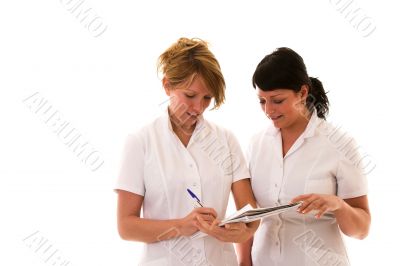 Two nurses meeting