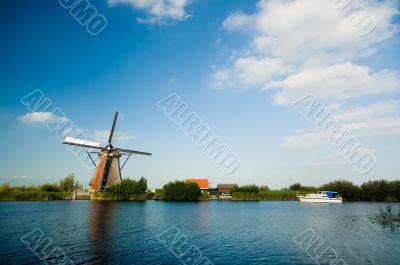 beautiful dutch windmill landscape