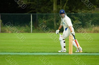 man playing cricket